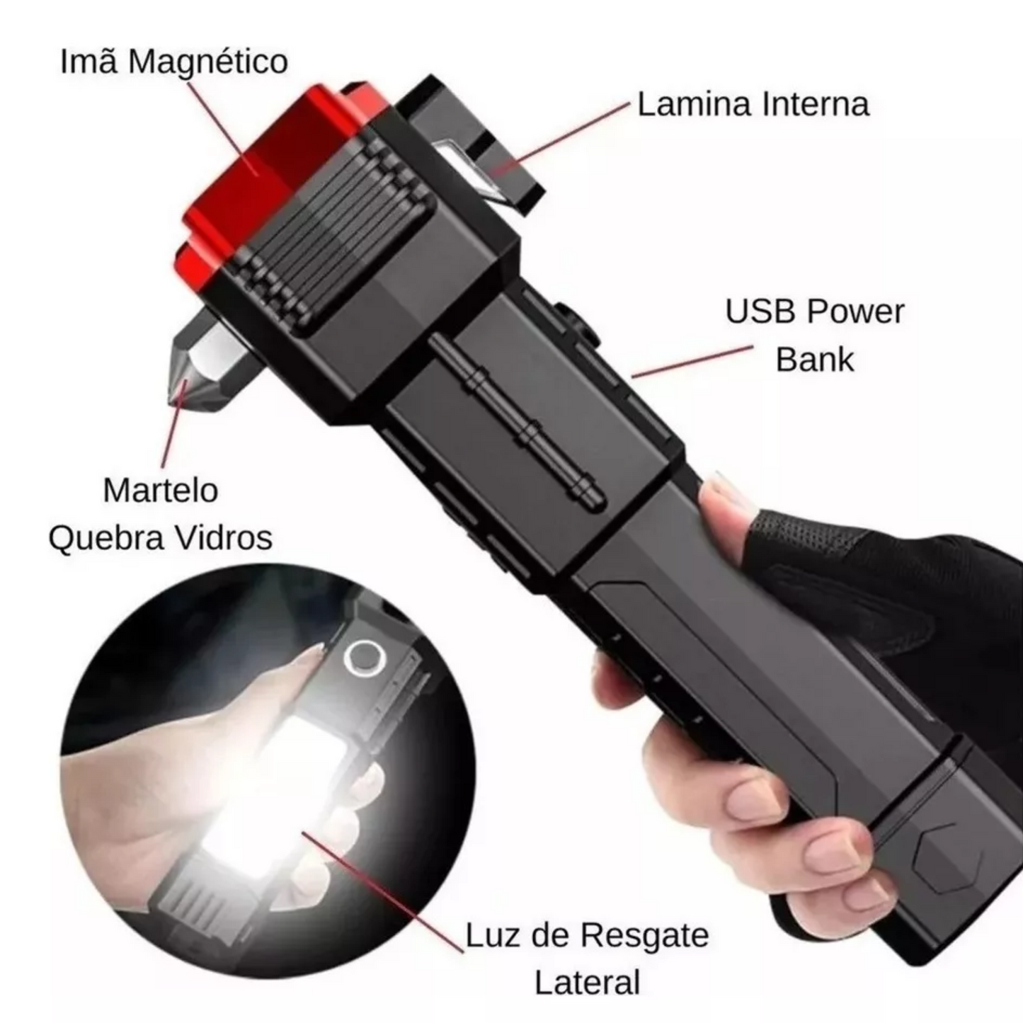 Linterna Multifuncional 4 en 1 Recargable